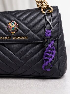 Handmade Braided Key/Bag Charm Purple and Black | Pick Your Size